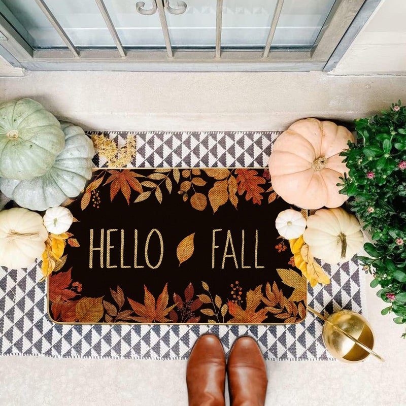 ARTDMT Hello Fall Maple Leaves Decorative Doormat, Fall Maple Leafs Door mat Indoor Outdoor Entrance Floor Mat Non Slip Autumn Harvest Vintage Thanksiving Decor Rubber Welcome Mats（29 x17in） - Image 5